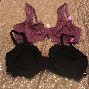 NWT PINK by Victoria’s Secret Lace Bra (2) 34DD
